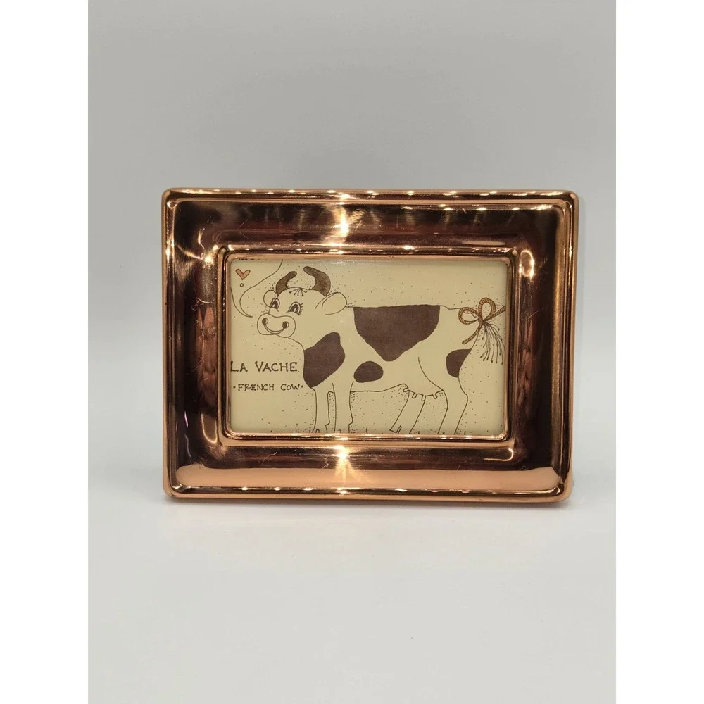 Copper Tone Picture Frame La Vache French Cow Whimsical Farmhouse Decor